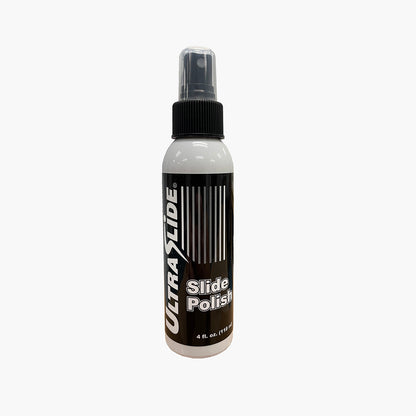 A 4 ounce bottle of UltraSlide Slide Polish on a white background.